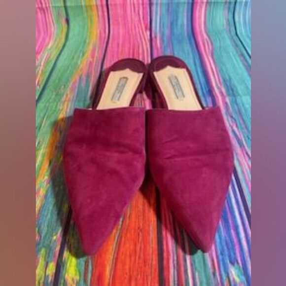 Prada Calzature Donna Camoscio Bouganville Pointed Toe Suede Mules Size US 8 - Picture 2 of 13